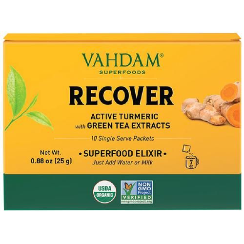 Vahdam  Organic Recover Turmeric Elixir - Improves Overall Health,  25 g (10 Sachets x 2.5 g each) -7.webp